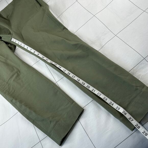 Everlane Pants Womens 6 Green Side Zip Cotton Stretch Ankle Career Back Seam - Picture 9 of 10